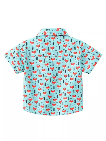 Детска риза за момчета, кежуъл, Slim Fit, къс ръкав, полиестер 60%