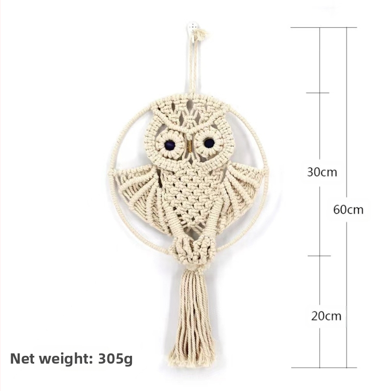 Sova goblena, rokām adīta no kokvilnas, apaļš formā ar apļa rakstu, piemērots dzīvojamai istabai un guļamistabai.