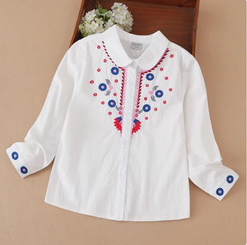 Παιδικό πουκάμισο για κορίτσια, Κορεατικού στυλ, Μακρύ μανίκι, Βαμβακερό κεντημένο τοπ, για ηλικίες 3–8 ετών, Άνοιξη 2025