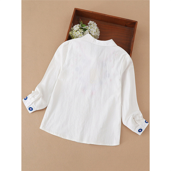 Παιδικό πουκάμισο για κορίτσια, Κορεατικού στυλ, Μακρύ μανίκι, Βαμβακερό κεντημένο τοπ, για ηλικίες 3–8 ετών, Άνοιξη 2025