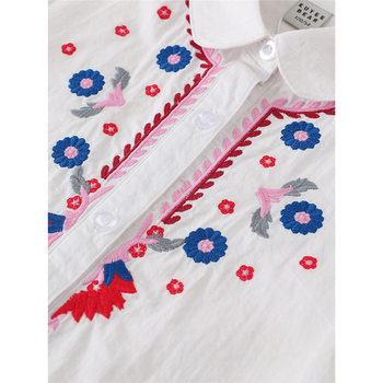 Παιδικό πουκάμισο για κορίτσια, Κορεατικού στυλ, Μακρύ μανίκι, Βαμβακερό κεντημένο τοπ, για ηλικίες 3–8 ετών, Άνοιξη 2025