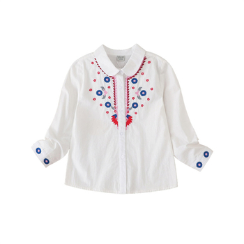 Παιδικό πουκάμισο για κορίτσια, Κορεατικού στυλ, Μακρύ μανίκι, Βαμβακερό κεντημένο τοπ, για ηλικίες 3–8 ετών, Άνοιξη 2025