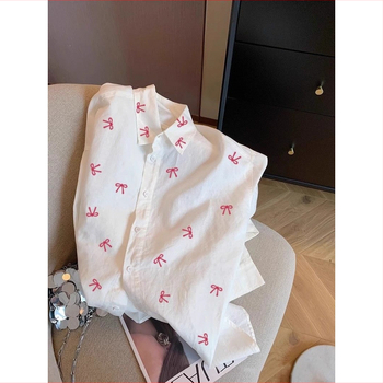 Риза – Norns Girl, базов градски стил (Полиестерова тъкан • Дълги ръкави • Поло яка • Платка за копчета с катарами • Лято 2023)