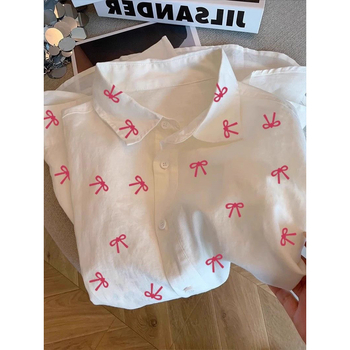 Риза – Norns Girl, базов градски стил (Полиестерова тъкан • Дълги ръкави • Поло яка • Платка за копчета с катарами • Лято 2023)