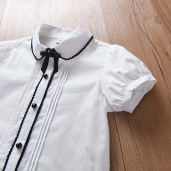 Κοριτσίστικο πουκάμισο με κοντά μανίκια, 100% βαμβάκι, φλοράλ μοτίβο, κορεατικό στυλ, πέτο