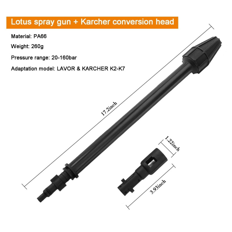 Augstspiediena pistoles galva un pistoles šļauka Kärcher K Series automazgāšanai — inženierplastmasa, neto svars 220 g