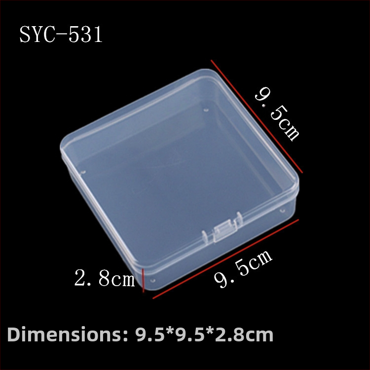 Kvadratinė skaidri PP plastiko dėžutė su dangteliu, skirta žaislams ir papuošalams