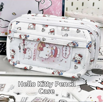 Θήκη μολυβιών με διαφανές παράθυρο, καμβάς, unisex, μεγάλη χωρητικότητα, κορεατικού στυλ