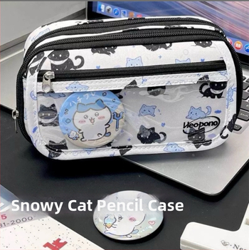 Θήκη μολυβιών με διαφανές παράθυρο, καμβάς, unisex, μεγάλη χωρητικότητα, κορεατικού στυλ