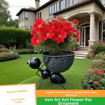 Γλάστρα από σφυρήλατο σίδερο με μοτίβο μυρμηγκιού, σκάνδιναβικό γλυκό ζώο σχέδιο, στήριξη στο δάπεδο, μοντέρνος μινιμαλισμός, για οικία, μπαλκόνι και κήπο