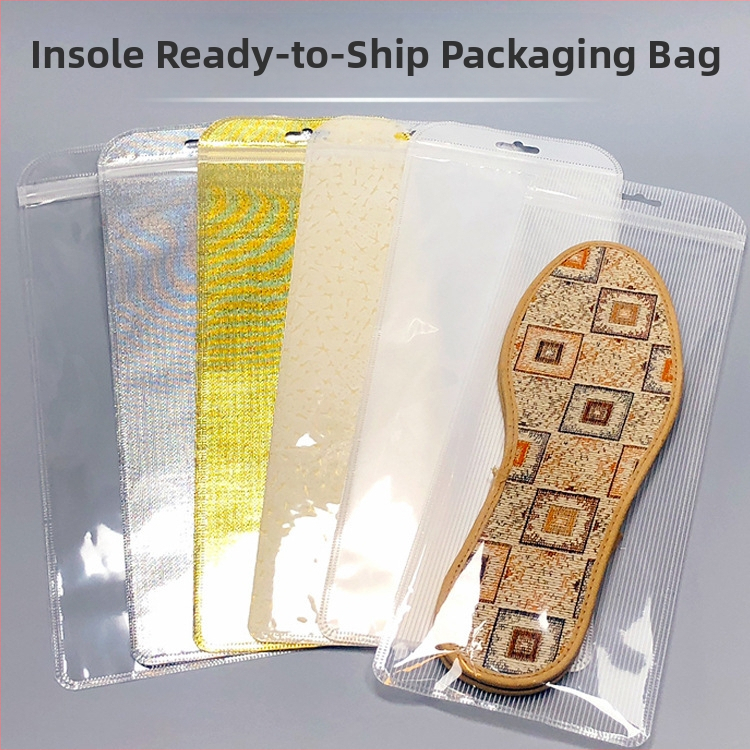 Пакетчета за стелки за няколко чифта, прозрачни матирани торбички с ивици, самозалепващи се, с клапан 3 см