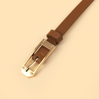 Дамски тънък колан от PU кожа с катинар от сплав и закопчаване с игла, ширина под 2 см, подходящ за рокли и пуловери