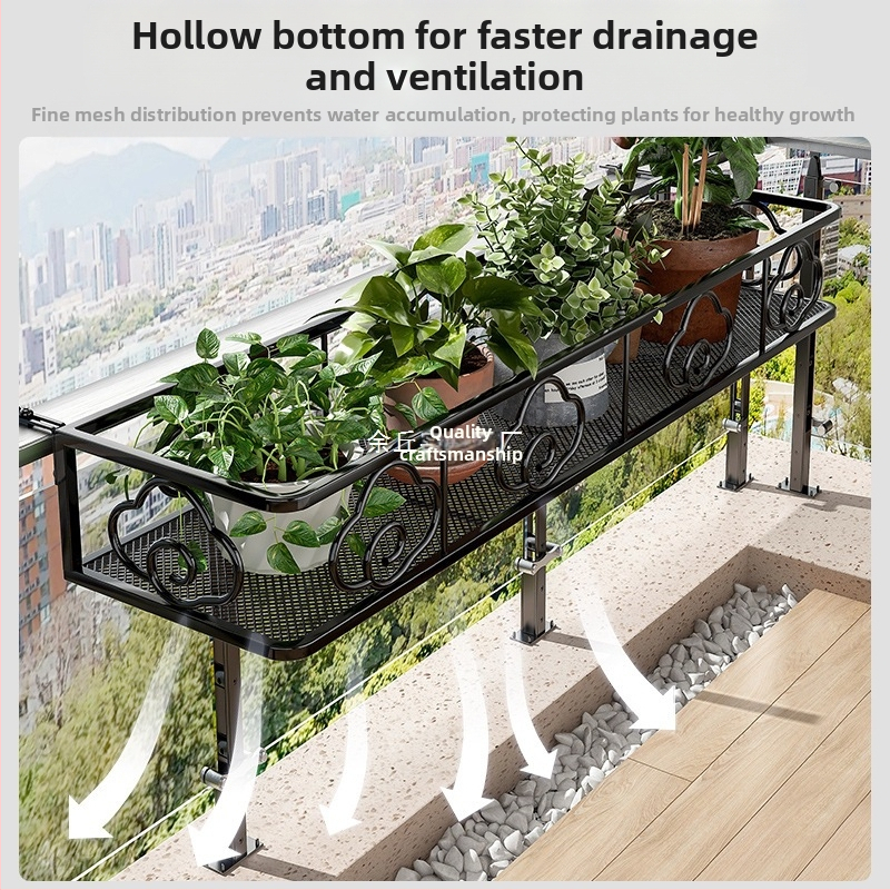 Стойка за саксии за стена, метална, едноетажна, пасторален стил