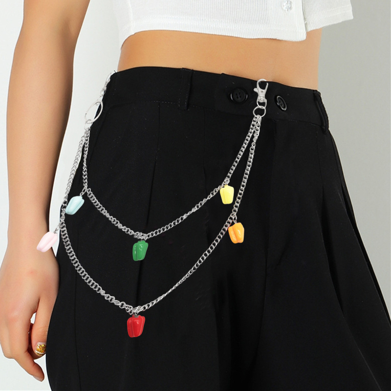 Colier unisex din aliaj cu lanț geometric, pandantiv ardei, finisaj electroplatate, marca ESHUO