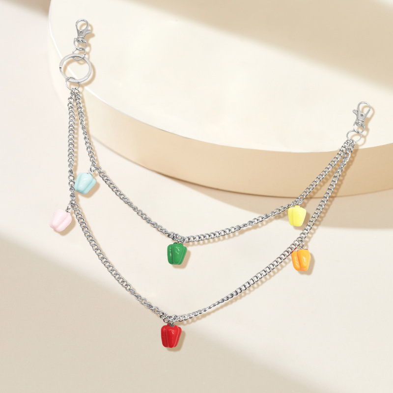 Colier unisex din aliaj cu lanț geometric, pandantiv ardei, finisaj electroplatate, marca ESHUO