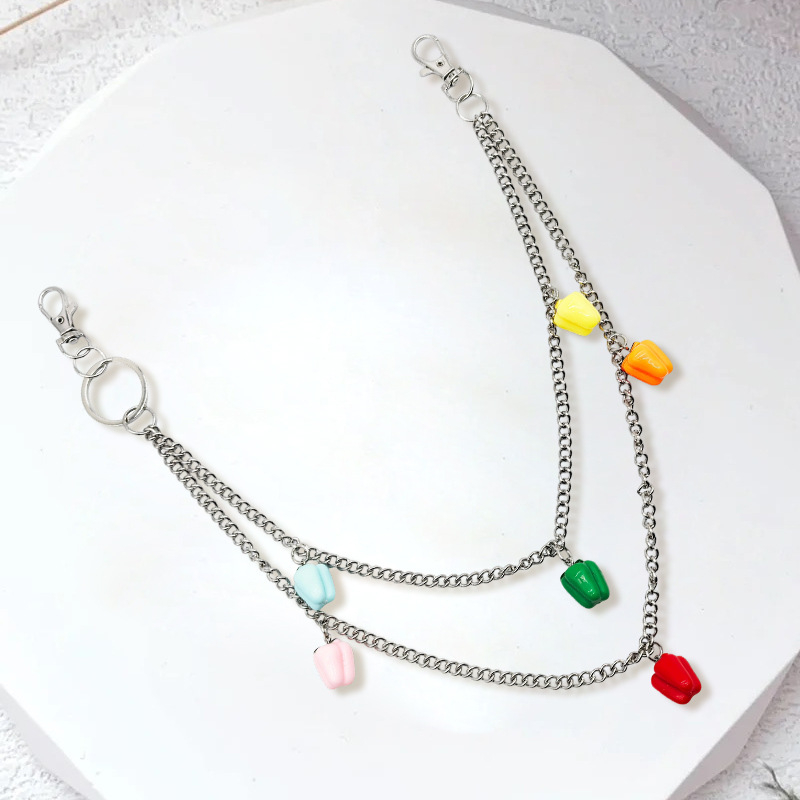 Colier unisex din aliaj cu lanț geometric, pandantiv ardei, finisaj electroplatate, marca ESHUO