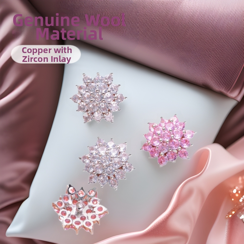 Variniai mygtukai su cirkonų įdėklais – drabužiams, rankų siuvami, metalinis dekoratyvinis užsegimas