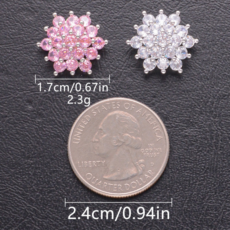 Variniai mygtukai su cirkonų įdėklais – drabužiams, rankų siuvami, metalinis dekoratyvinis užsegimas