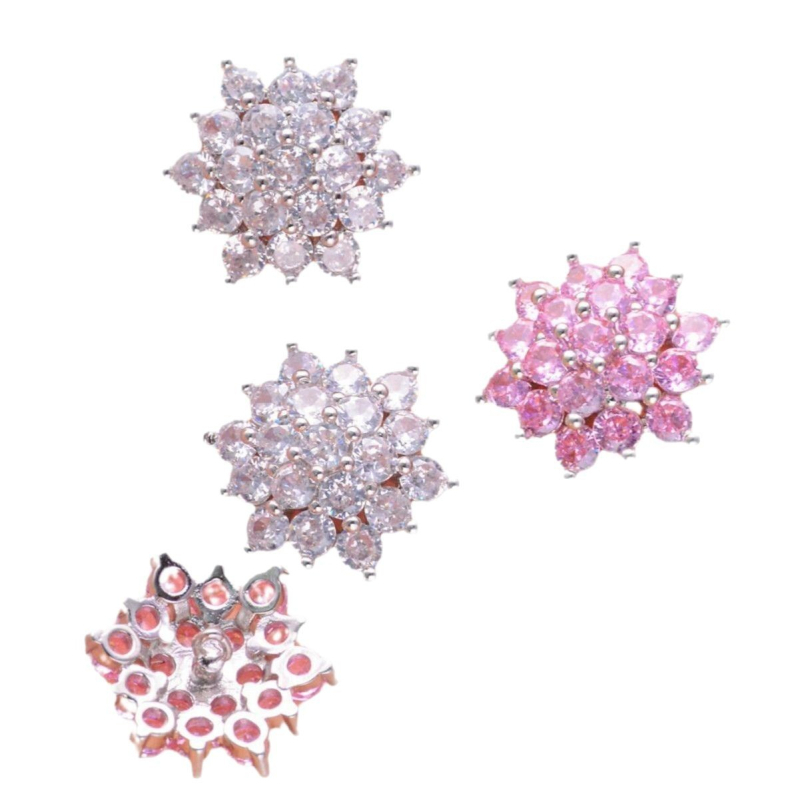 Variniai mygtukai su cirkonų įdėklais – drabužiams, rankų siuvami, metalinis dekoratyvinis užsegimas