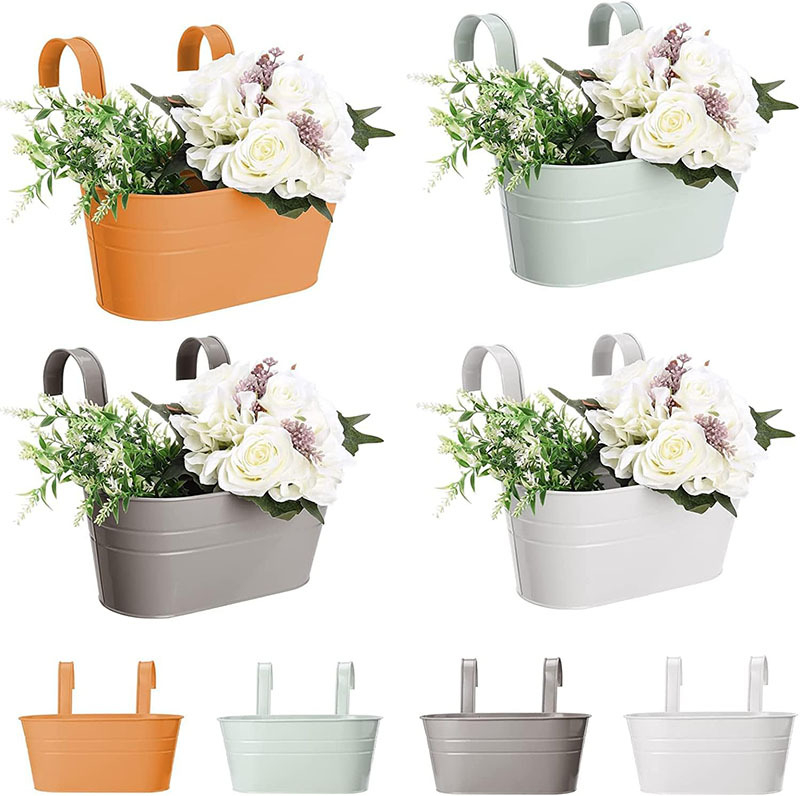 Ovalo formos metalo pakabinamas kibiras gėlėms, dažytas paviršius, Hongxin ženklas