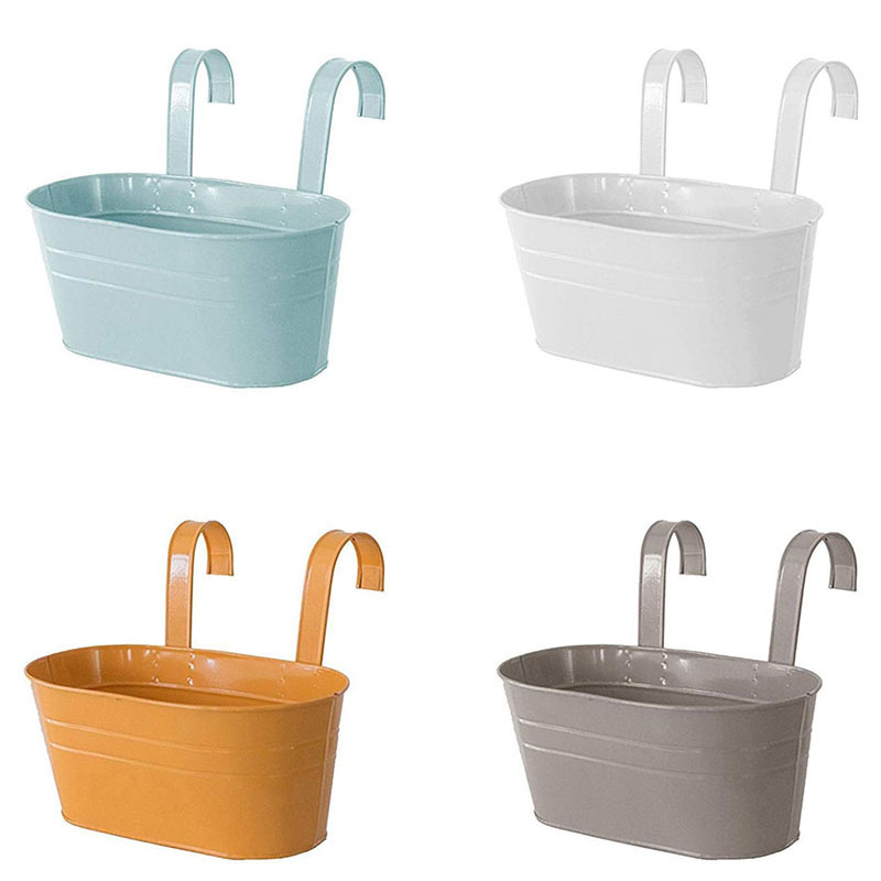 Ovalo formos metalo pakabinamas kibiras gėlėms, dažytas paviršius, Hongxin ženklas