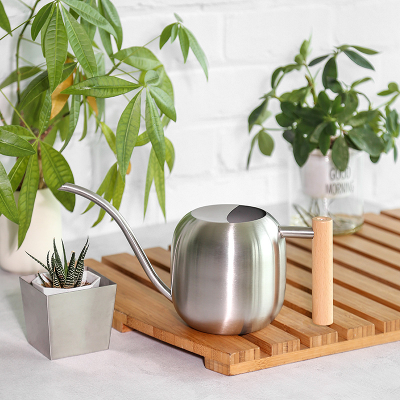 Rozsdamentes acél öntöző kanna dob alakú testével és hosszú csővel, erkély kerthez – E-PALACE, licencelt magáncímke