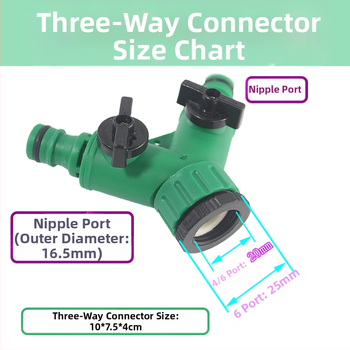 Τριών κατευθύνσεων συνδέτήρας νερού με διακόπτη βαλβίδας, πλαστικός διανομέας νερού για βρύση πλυντηρίου — Zhejiang, βιδωτή σύνδεση, Deao