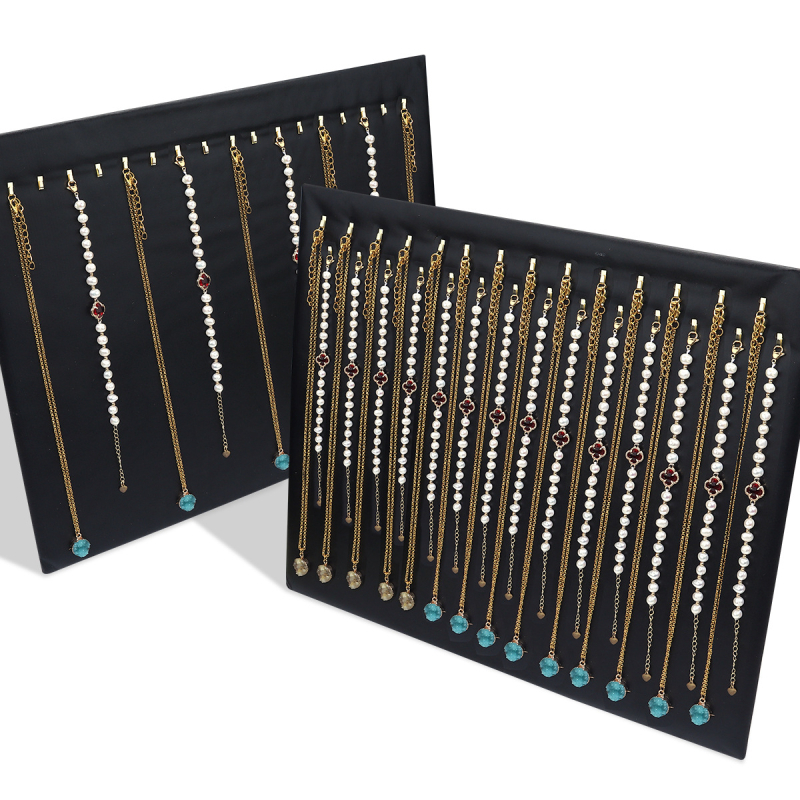 PU bőr ékszerkiállító állvány nyakláncok, fülbevalók és gyűrűk számára – kézzel kötött, minimalist stílus, 2024 tavasz