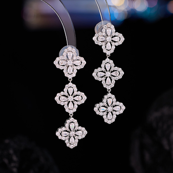 Klipszes fülbevalók, virág alakú, réz anyagú, cirkóniával díszítve, friss és édes stílus, Liyu jewelry márka