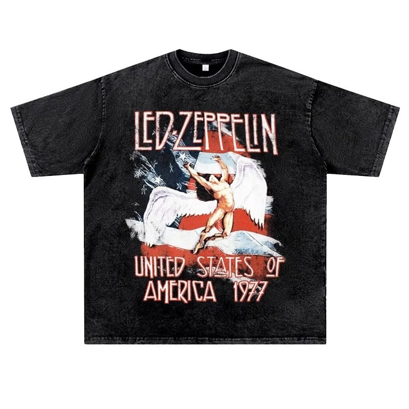 Férfi utcai hip-hop póló, retro mosott hatás, Raglán ujj, kerek nyak, nyomtatott figura motívum, 96% pamut