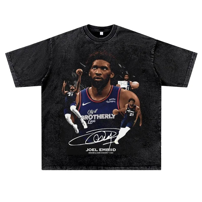 Férfi utcai hip-hop póló, retro mosott hatás, Raglán ujj, kerek nyak, nyomtatott figura motívum, 96% pamut