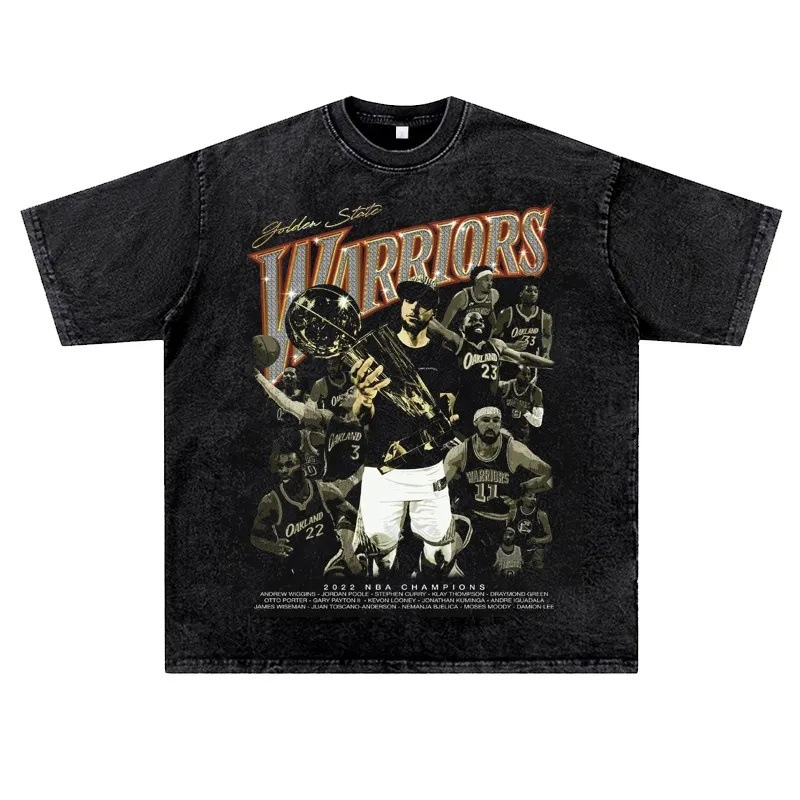 Férfi utcai hip-hop póló, retro mosott hatás, Raglán ujj, kerek nyak, nyomtatott figura motívum, 96% pamut