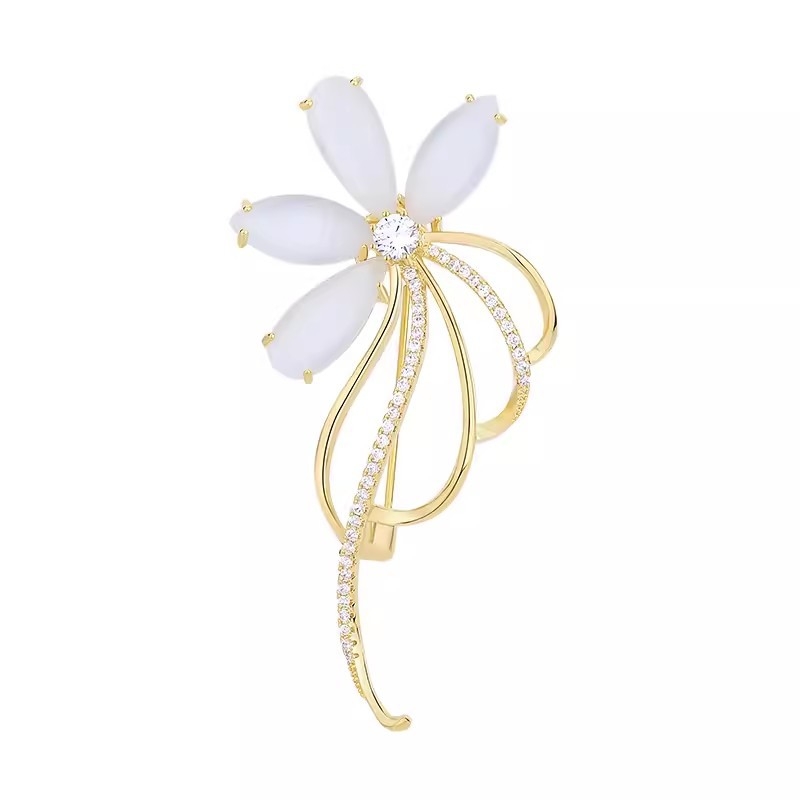 Sakausējuma ziedu brošā ar diamantu apdari – sievietēm, modes poga, daudzfunkcionāla