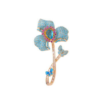 Καρφίτσα από χαλκό – Liyu Jewelry; στυλ: λουλουδάτη καρφίτσα, ελαφρύς πολυτελής χαρακτήρας; επεξεργασία: ηλεκτροπλατίνα; σχήμα: λουλούδι