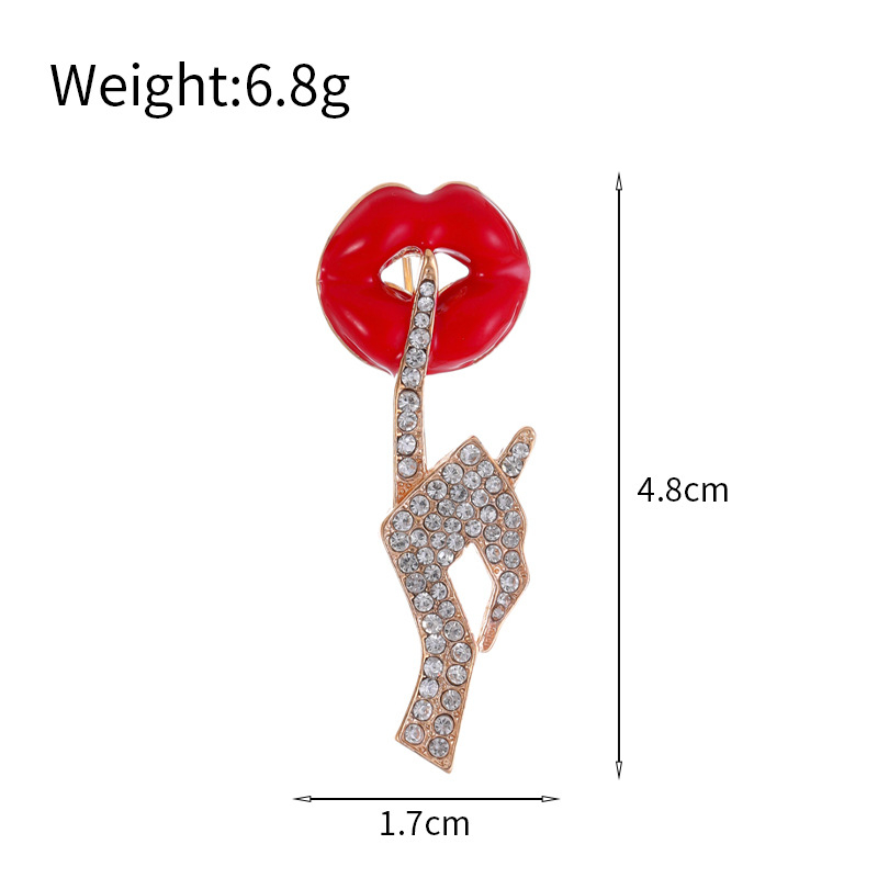 Lūpu motīva broša - cinka sakausējums, elektrogalvanizācija, personīgais stils, dekorācija, unisex