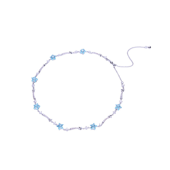 Κολιέ από χαλκό με ζιρκόνια – σχήματος αστέρα, κανονική αλυσίδα, 7,9 g, ελαφριά πολυτέλεια