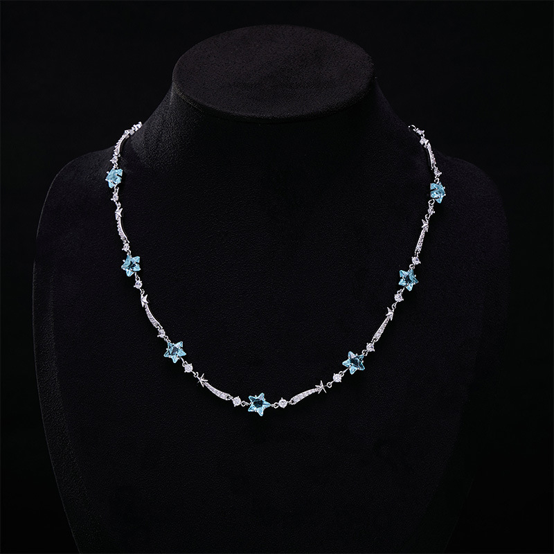 Réz cirkónia csillag nyaklánc – szabályos lánccal, 7,9 g, könnyed luxus stílus