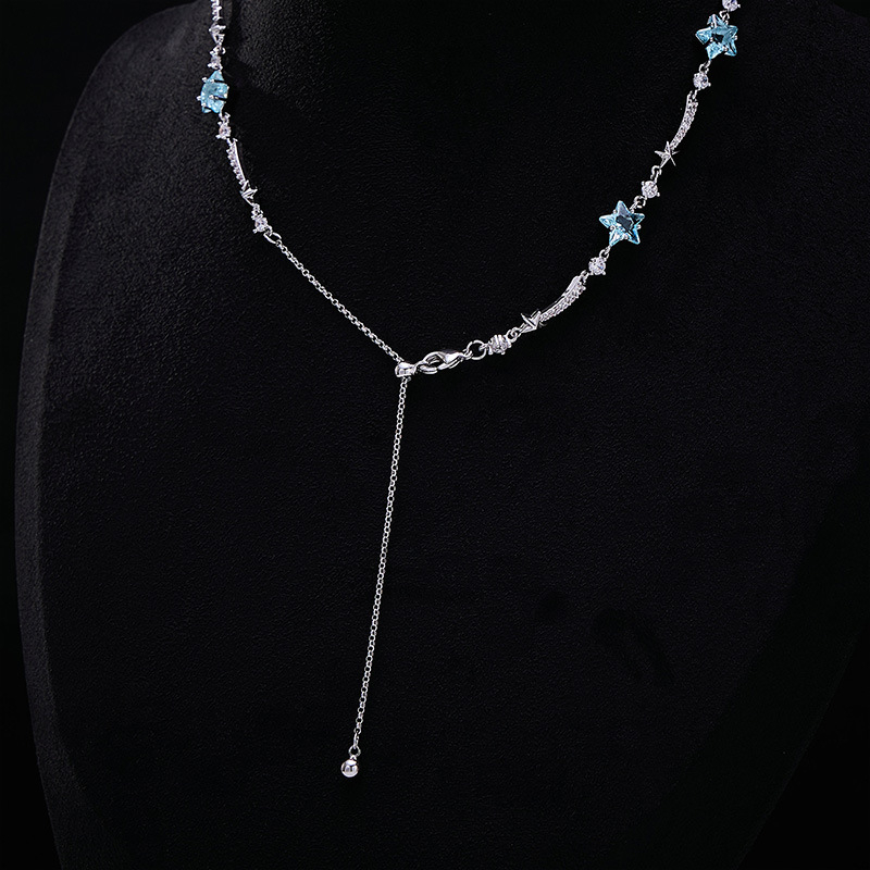 Réz cirkónia csillag nyaklánc – szabályos lánccal, 7,9 g, könnyed luxus stílus