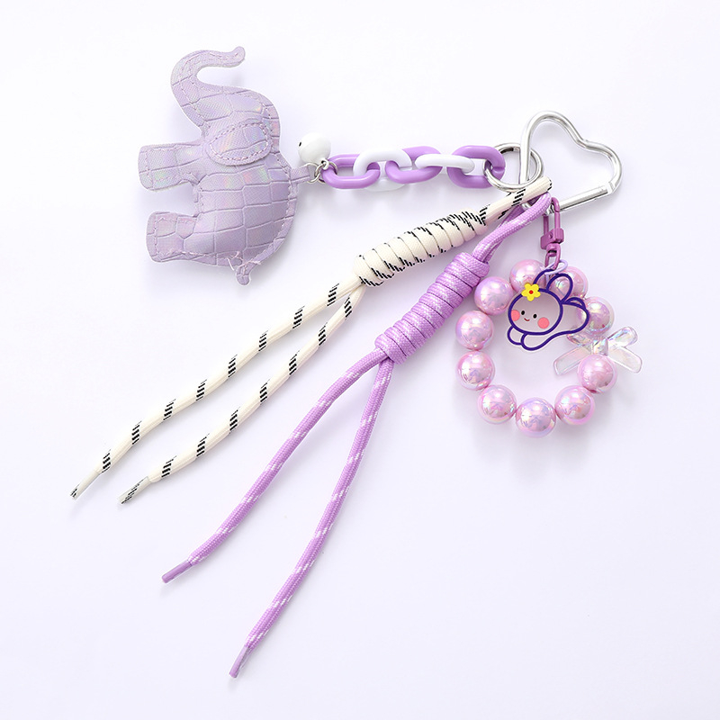 Kulcstartó karikatúra elefánttal, DIY kétszálas fonott zsinór, sellő gyöngyök, Lilian Jewelry, 2025 tavasz