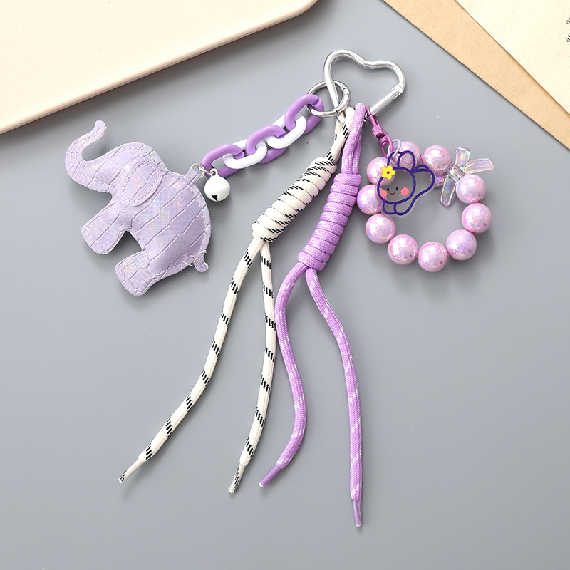 Kulcstartó karikatúra elefánttal, DIY kétszálas fonott zsinór, sellő gyöngyök, Lilian Jewelry, 2025 tavasz