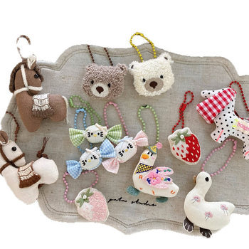 Κλειδοθήκη σε κορεατικό στυλ, σχέδια ζώων και φρούτων από ύφασμα, ραφή με το χέρι, μικτές ύλες, Καλοκαίρι 2025