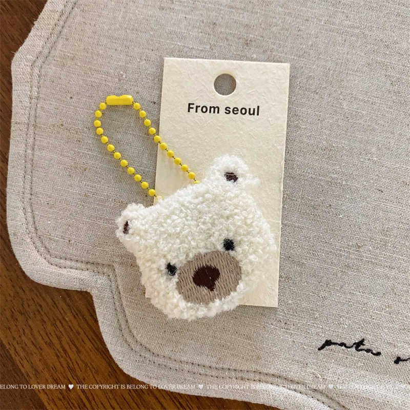 Koreai stílusú kulcstartó szövet állat- és gyümölcsmotívumokkal, kézzel varrt, kevert anyagok, 2025 nyár