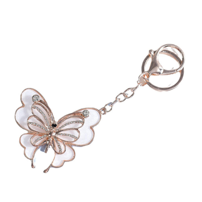 Cinkötvözet dupla pillangó kulcstartó gyémánt díszítéssel, autó kulcstartó és táska függő