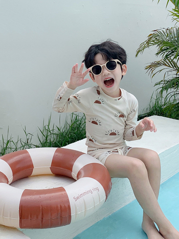 Σετ παιδικού μαγιό αγοριών, καρτούν με μαρμάρινο σχέδιο, UV προστασία, γρήγορο στέγνωμα, 100% πολυεστέρας, ηλικίες 18 μηνών–7 ετών