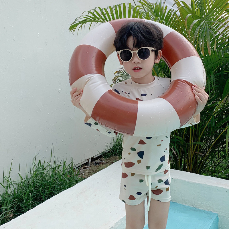 Fiú gyermekeknek szánt fürdőruha szett, karikatúra márvány mintával, UV védelem, gyors száradás, 100% poliészter, 18 hónaptól 7 éves korig