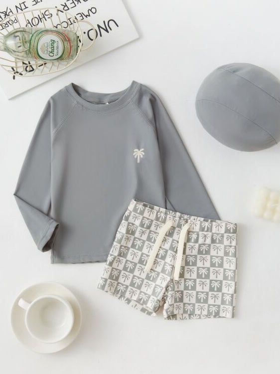 Gyerekeknek való fiú fürdőruha, koreai minta, split stílus, nylon anyag, poliészter bélés, 3–8 évesek