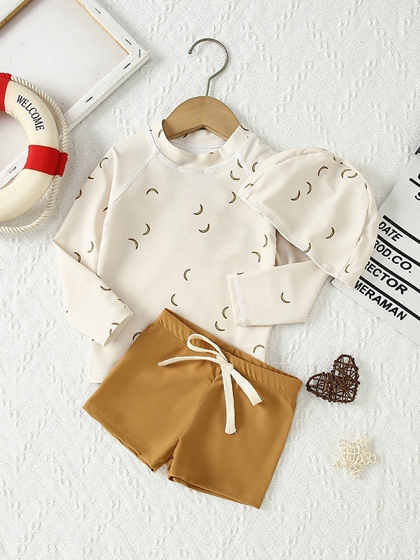 Gyerekeknek való fiú fürdőruha, koreai minta, split stílus, nylon anyag, poliészter bélés, 3–8 évesek