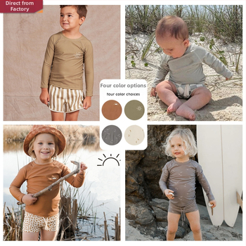 Beilixing Παιδικό μακρυμάνικο δύο-τμήμα μαγιό για αγόρια, αντηλιακή προστασία, γρήγορο στέγνωμα, Κορεατικό στυλ με υψηλή ελαστικότητα, πολυεστέρας, ηλικίες 1–8