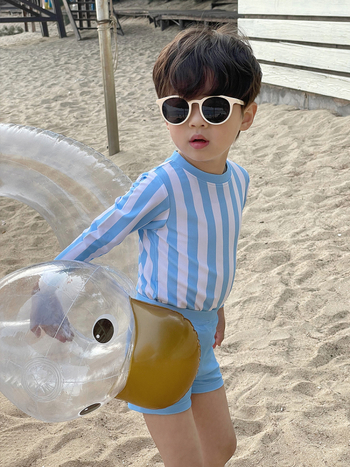 Σετ μαγιό αγοριών δύο τεμαχίων, πολυεστέρας, κορεατικό στυλ με κινούμενο σχέδιο, υψηλή ελαστικότητα, στυλ briefs, για κολύμβηση και βάδισμα σε νερό