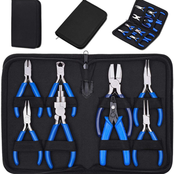 Σετ πένσες για κοσμήματα, χειροποίητο – οκτώ τεμάχια, ατσάλι με επίστρωση, περιλαμβάνει πένσες με στρογγυλό άκρο και ευθύ άκρο για DIY κατασκευή και επισκευή κοσμημάτων